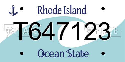 T647123 Rhode Island License Plate