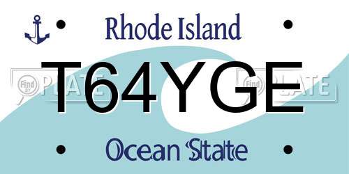 T64YGE Rhode Island License Plate