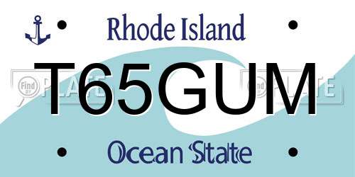 T65GUM Rhode Island License Plate
