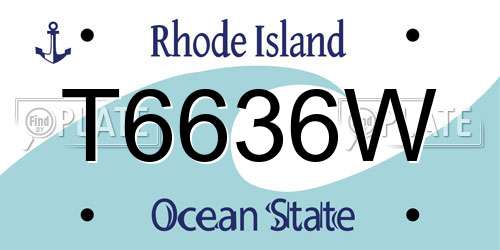 T6636W Rhode Island License Plate