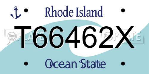 T66462X Rhode Island License Plate