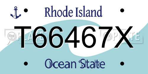 T66467X Rhode Island License Plate