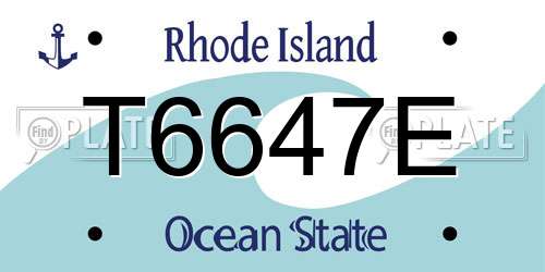 T6647E Rhode Island License Plate