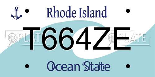T664ZE Rhode Island License Plate