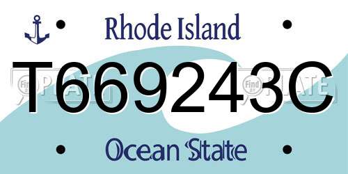 T669243C Rhode Island License Plate