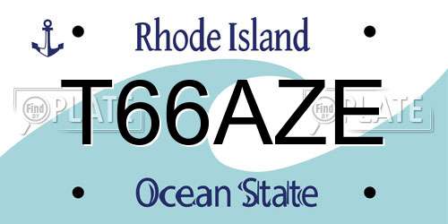 T66AZE Rhode Island License Plate