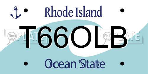 T66OLB Rhode Island License Plate