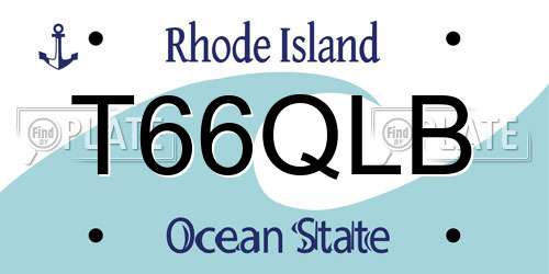 T66QLB Rhode Island License Plate