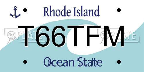 T66TFM Rhode Island License Plate