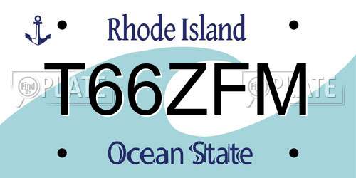 T66ZFM Rhode Island License Plate