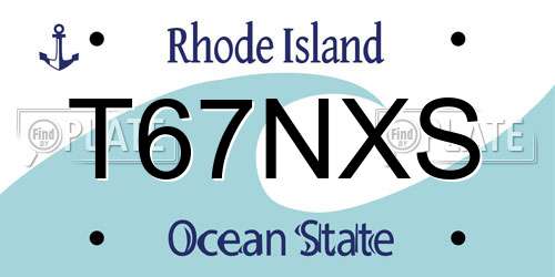 T67NXS Rhode Island License Plate
