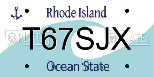T67SJX Rhode Island License Plate