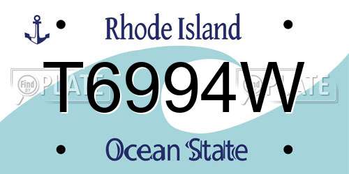 T6994W Rhode Island License Plate