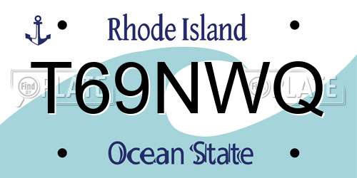T69NWQ Rhode Island License Plate