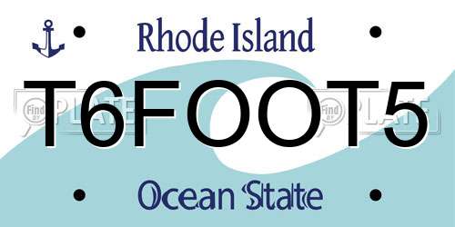 T6FOOT5 Rhode Island License Plate