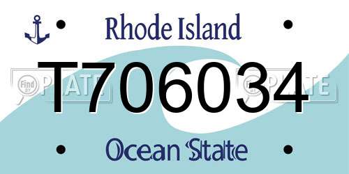 T706034 Rhode Island License Plate