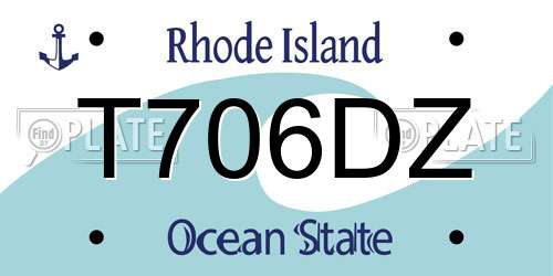 T706DZ Rhode Island License Plate
