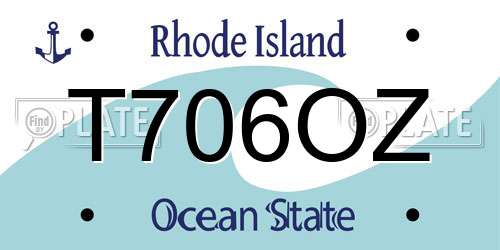 T706OZ Rhode Island License Plate