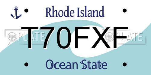 T70FXF Rhode Island License Plate