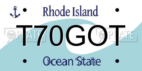 T70GOT Rhode Island License Plate