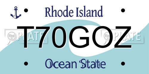 T70GOZ Rhode Island License Plate