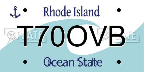 T70OVB Rhode Island License Plate