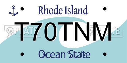 T70TNM Rhode Island License Plate