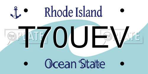 T70UEV Rhode Island License Plate
