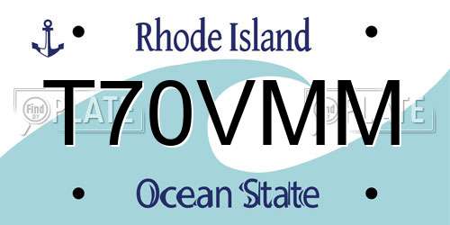 T70VMM Rhode Island License Plate