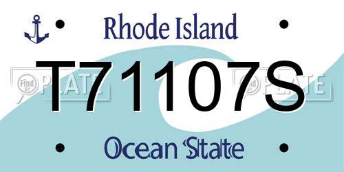 T71107S Rhode Island License Plate