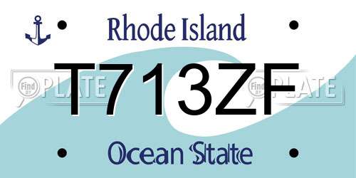 T713ZF Rhode Island License Plate