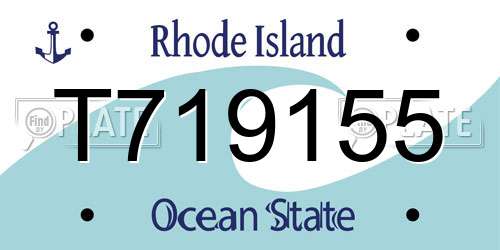 T719155 Rhode Island License Plate
