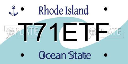T71ETF Rhode Island License Plate