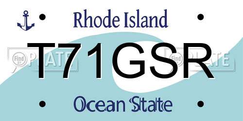 T71GSR Rhode Island License Plate