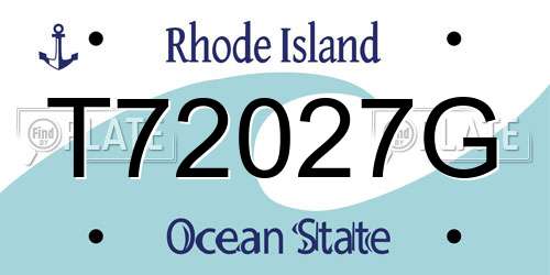 T72027G Rhode Island License Plate