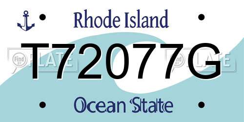 T72077G Rhode Island License Plate