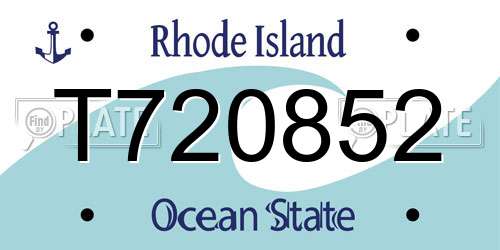 T720852 Rhode Island License Plate