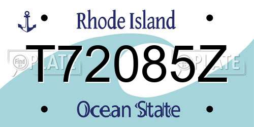 T72085Z Rhode Island License Plate