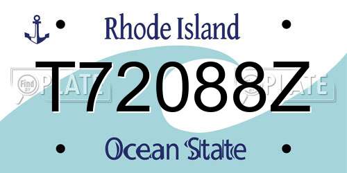 T72088Z Rhode Island License Plate