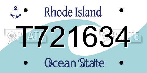 T721634 Rhode Island License Plate