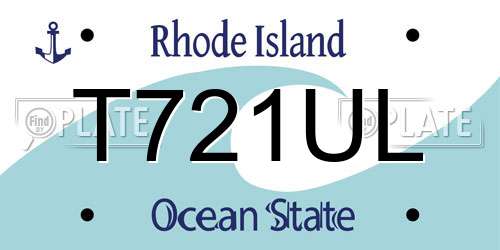 T721UL Rhode Island License Plate