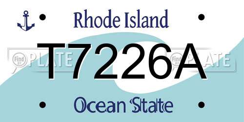 T7226A Rhode Island License Plate