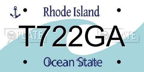 T722GA Rhode Island License Plate