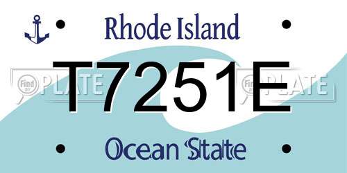 T7251E Rhode Island License Plate