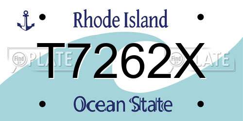T7262X Rhode Island License Plate