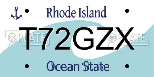 T72GZX Rhode Island License Plate