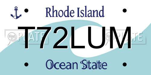 T72LUM Rhode Island License Plate