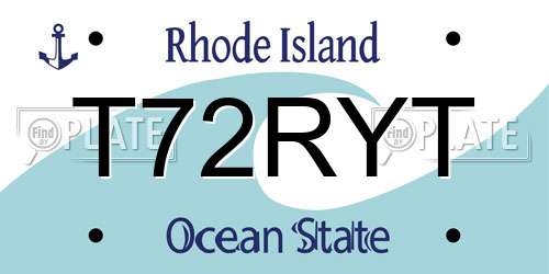 T72RYT Rhode Island License Plate