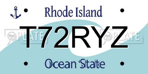 T72RYZ Rhode Island License Plate
