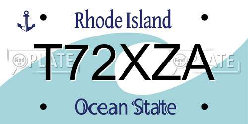 T72XZA Rhode Island License Plate